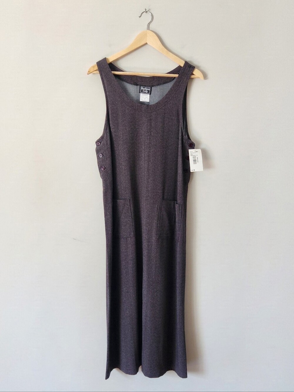 Southern Lady Vintage Sleeveless Pinafore Dress in Black Tan Multi Sz S